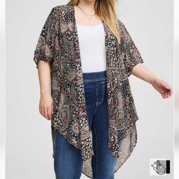 🆕️🍁🍂 2X  PAISLEY CHIFFON TEXTURED KIMONO🍂🍁 - Picture 5 of 6